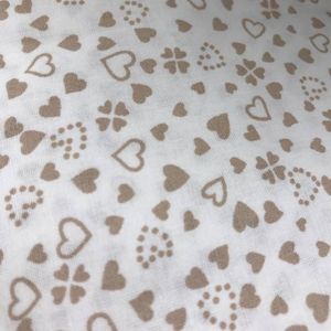 Poplin Kumaş 50x80cm MİNİK KALPLER BEJ