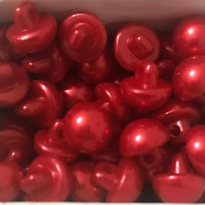 İnci Düğme 10mm (Çift) KIRMIZI