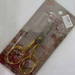 Vintage Nakış Makası Çiçekli Kare 12.5 cm Altın Rengi GA