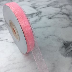 Organze Kurdele 10mm En 22 metre PEMBE